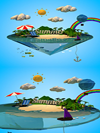 3D Ocean Abstract summer vacation with Low-poly style