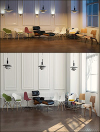 Aleso 3D Eames Furniture Pack 2 Scenes With Night & Daylight Setup
