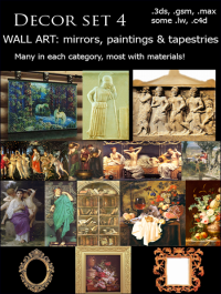 Decor Set 4 Wall Art Mirrors Paintings & Tapestries