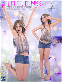Z Little Miss Poses & Expressions for Tween Julie 7 & Genesis 3 Female