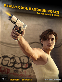 Really Cool Handgun and Poses for Genesis 3 Male