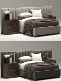 RH, Modern ,custom ,vertical ,channel, extended ,headboard, bed