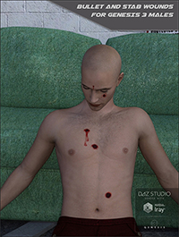 Bullet and Stab Wounds for Genesis 3 Males by SF-Design