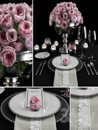 Serving with roses / Table setting with roses