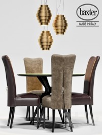 Baxter table LIQUID LUNCH, LEVANTE chair, lamp GUGGIE
