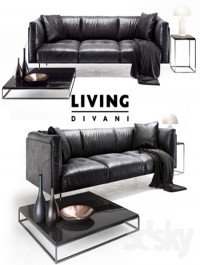 Living divani leather rod sofa