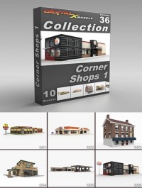 DigitalXModels 3D Model Collection Volume 36: CORNER SHOPS 1