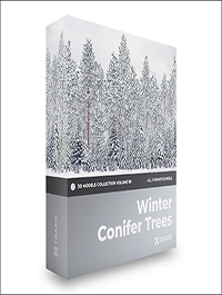 CGAxis Volume 98 Winter Conifer Trees Collection