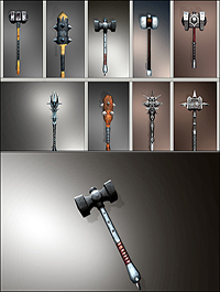 CGTrader - Fantasy Mace-hammer Collection Pack low poly 3D model