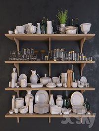 Shelves with dishes