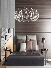 Nordic bedroom / double bed / chandelie Combination