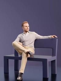 Man Sitting on bench Scanned 3d model
