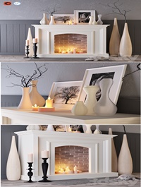 Decorative fireplace with candles