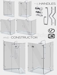 Angled glass shower cabins designer and handle set