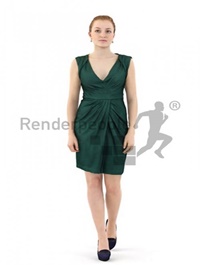 Woman in Dress Walking Scanned 3d model
