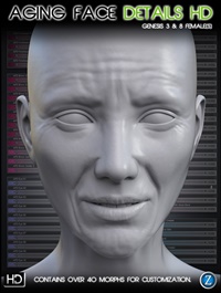 Aging Face Details HD for Genesis 3 and 8 Female(s)