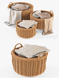 Basket with linen 007 Natural color