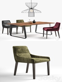 Ligne Roset: long island chair, vilna table, parachute lamp