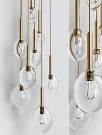 Brass and Smoked Glass Ceiling Lights