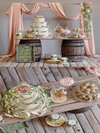 Rustic wedding style sweet table