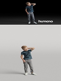 Humano Standing boy with hand behind his head 0505 3D model