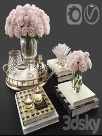 Rose and crystal vase decoration set 11