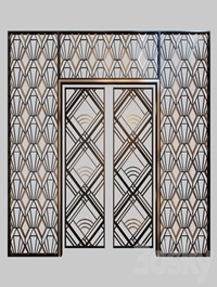 Wrought iron grille at the front door
