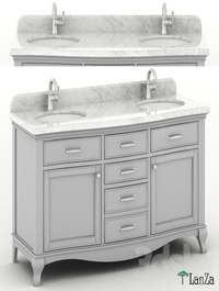 60 "Double sink wooden vanity with Carrara marble top