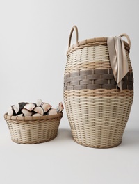 Laundry basket basket with wood