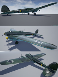 Heinkel 111 VR AR low-poly 3d model