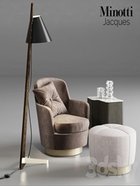 Minotti Jacques Armchair and Pouf