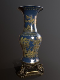 Floor Vase with Bronze Stand