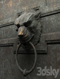 Ancient, door, handle, in, the ,form, of, a ,lion