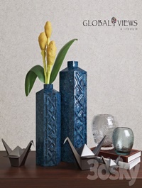 Global Views Bezel Vase-Ink Large