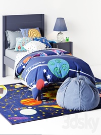 Bed Uptown Navy Blue Bed from Crate & Barrel curbstone Kids Uptown Navy Blue Nightstand