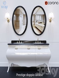 Set, of, furniture, Eurodesign, Prestige, doppio, lavabo ,White ,painted