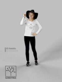 Ema Casual Teenage Girl in Jeans Standing And Holding Her Hat
