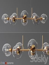 8 Light Staggered Glass Chandelier