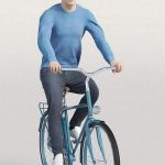 Casual man in blue sweater cycling 3D model