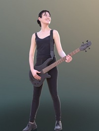 Casual Girl Playing Guitar Scanned 3d model
