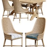 Keeling woven side chair and farmington rectangular dinning table