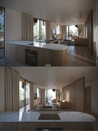 Living Room – Kitchen Interior by Leo Nguyen