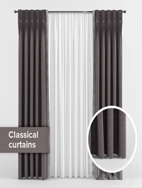 Curtains, with, triple ,pleats