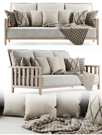 Three-seater garden sofa with plaid