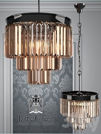 Chandelier RH 1920s Odeon Smoke Glass Fringe Chandelier - 3 rings