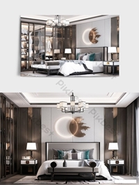3D new Chinese style bedroom