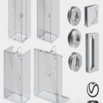 Sliding glass shower cabins, designer and handle set