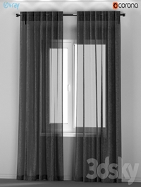 IKEA AINA - dark gray transparent curtains from flax