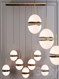 Restoration Hardware HEMISPHERE 7-LIGHT LINEAR CHANDELIER Brass