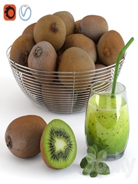 Kiwi in a bowl and fresh